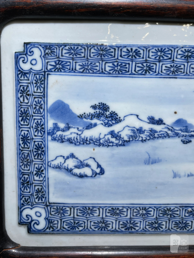清乾隆 青花山水人物纹挂屏一对 - 图10